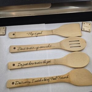 Custom Engraved Bamboo Kitchen Utensils Set